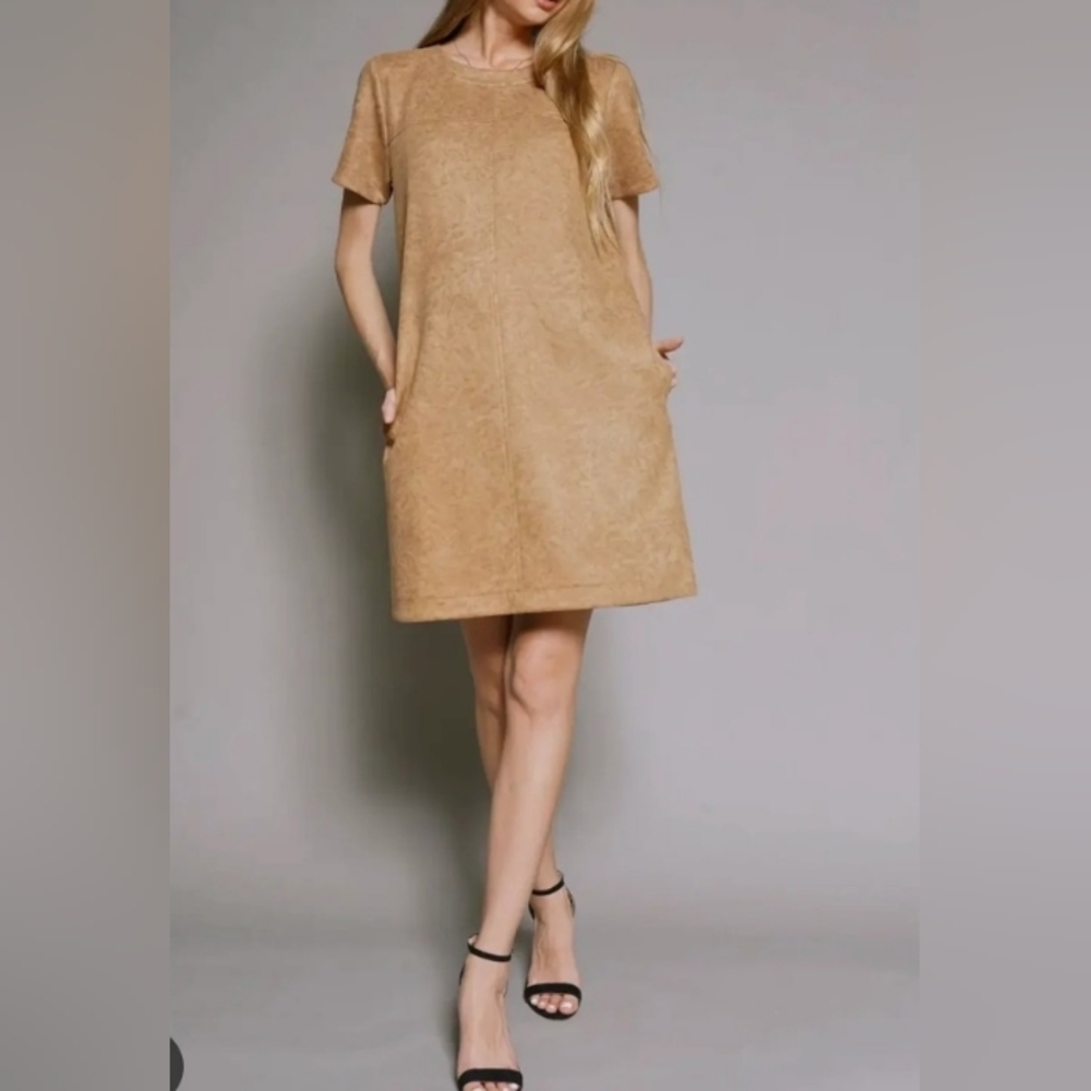 Like New! Faux Suede Tan Dress Women's